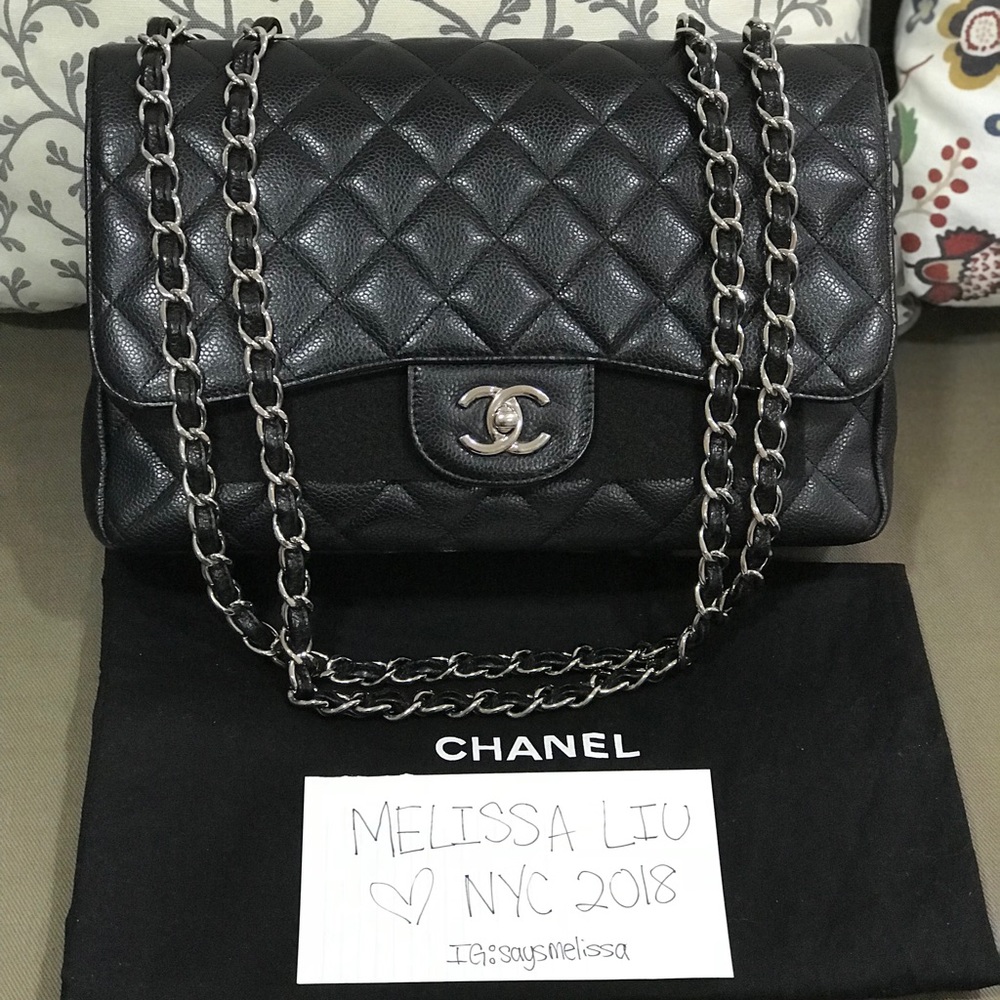 🌸Chanel Single Flap Jumbo in SHW 🌸